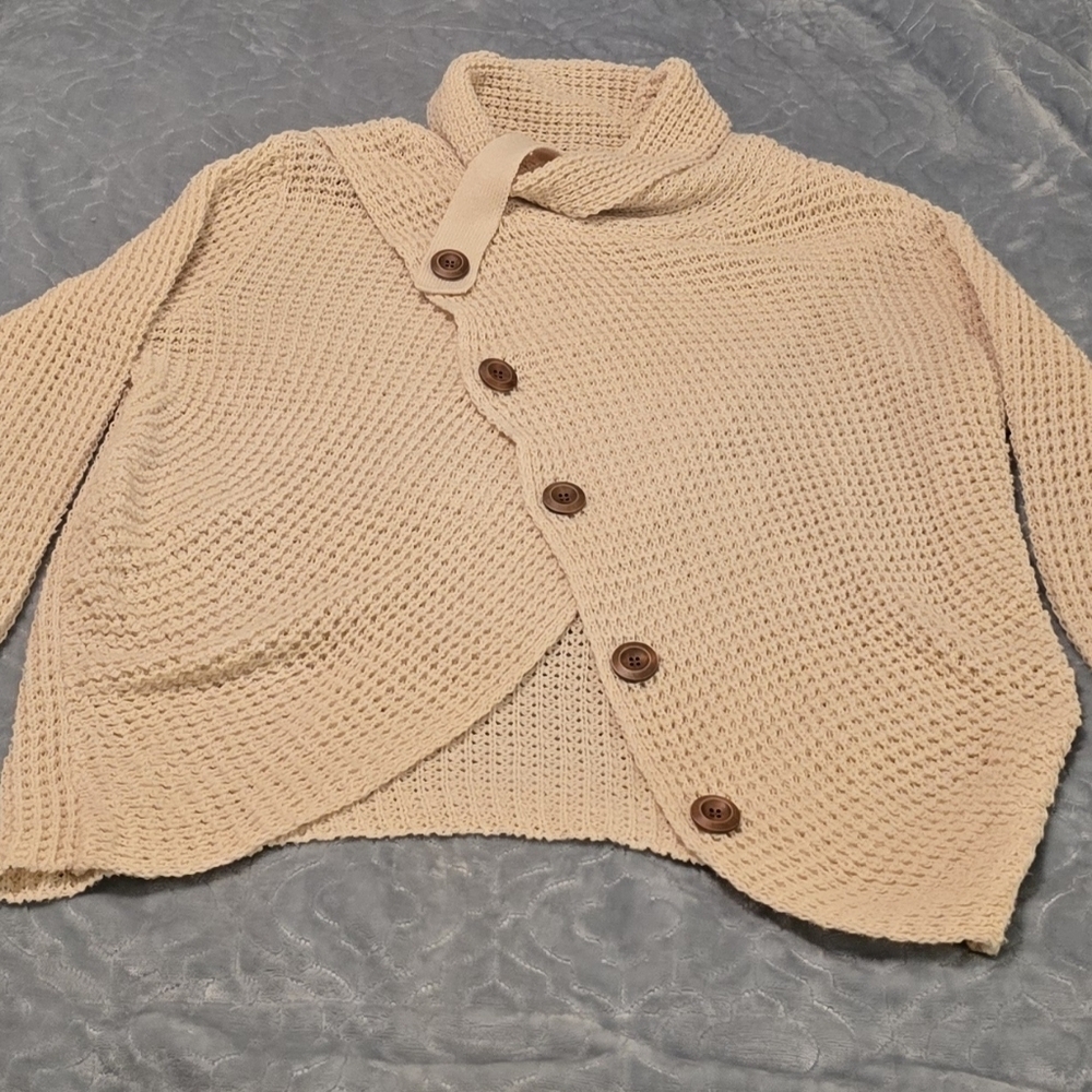 Tantrums Cozy Cream Pullover Sweater, Decorative Buttons, Size XL   (1202)